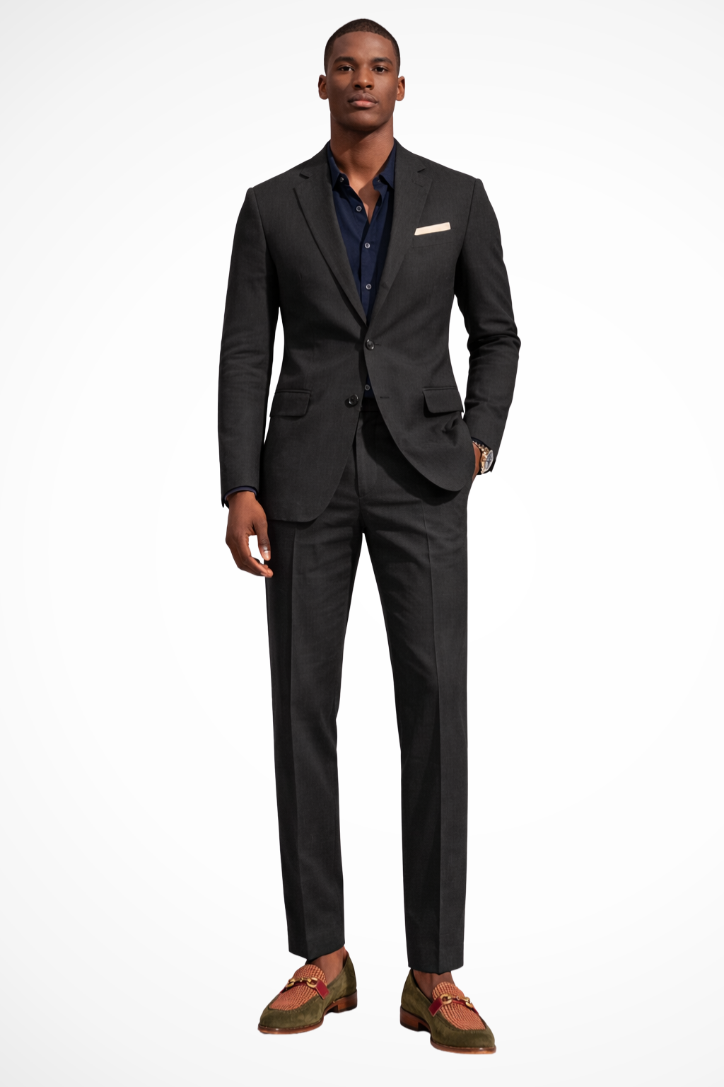 Ashton – Traje de Lino de Botonadura Sencilla con Solapa para Hombre