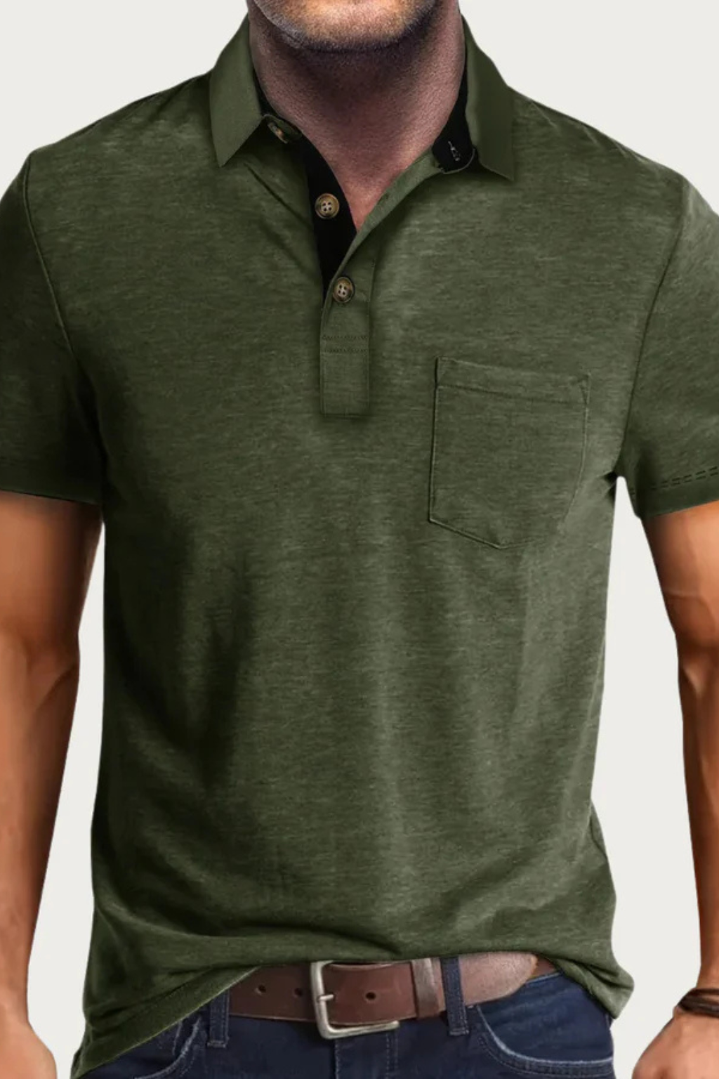 Joey – Polo de Manga Corta con Cuello de Contraste y Bolsillo para Hombre