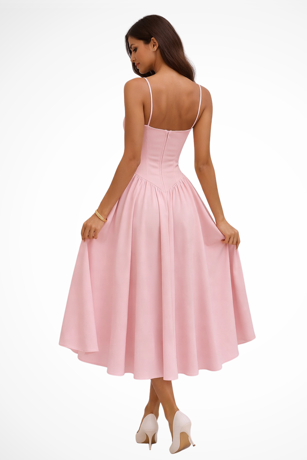 Seren – Vestido Midi Tipo Corsé Línea A para Boda
