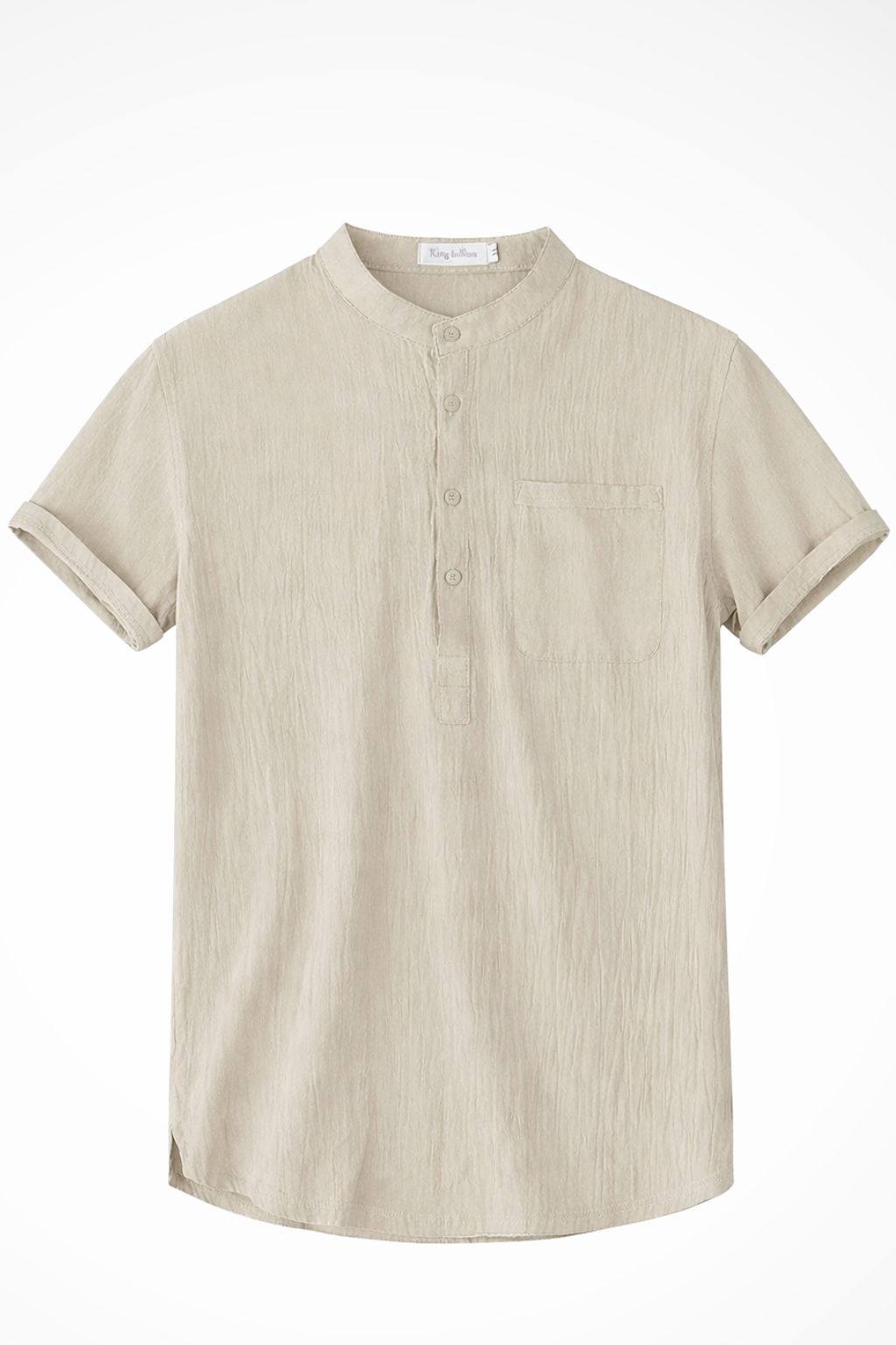 Archer – Camisa de Lino de Manga Corta con Cuello de Banda para Hombre
