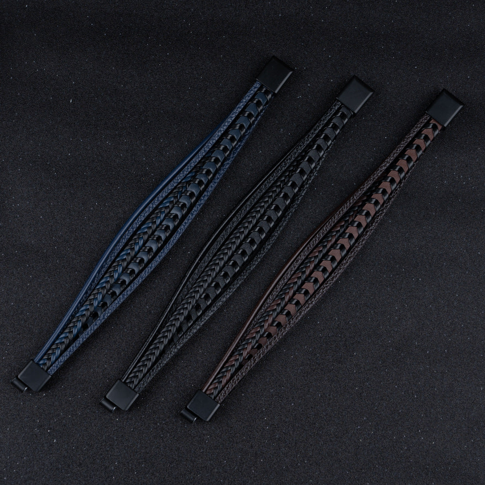 Cruz – Pulsera de cuero para hombres – robusta, elegante y atemporal