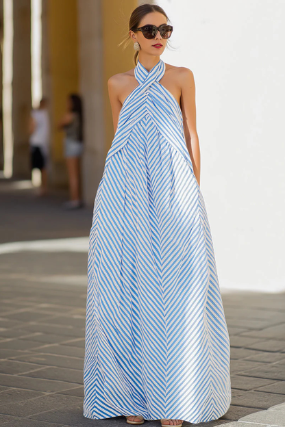 Pembury – Vestido Maxi Halter de Rayas de Verano