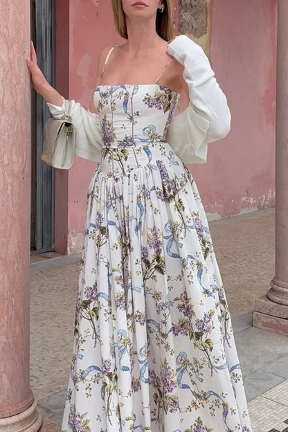 Sophia – Vestido Midi Floral en Capas para Boda de Verano