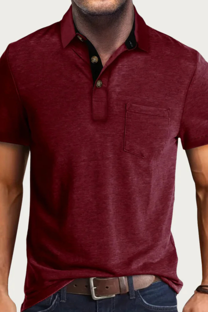 Joey – Polo de Manga Corta con Cuello de Contraste y Bolsillo para Hombre
