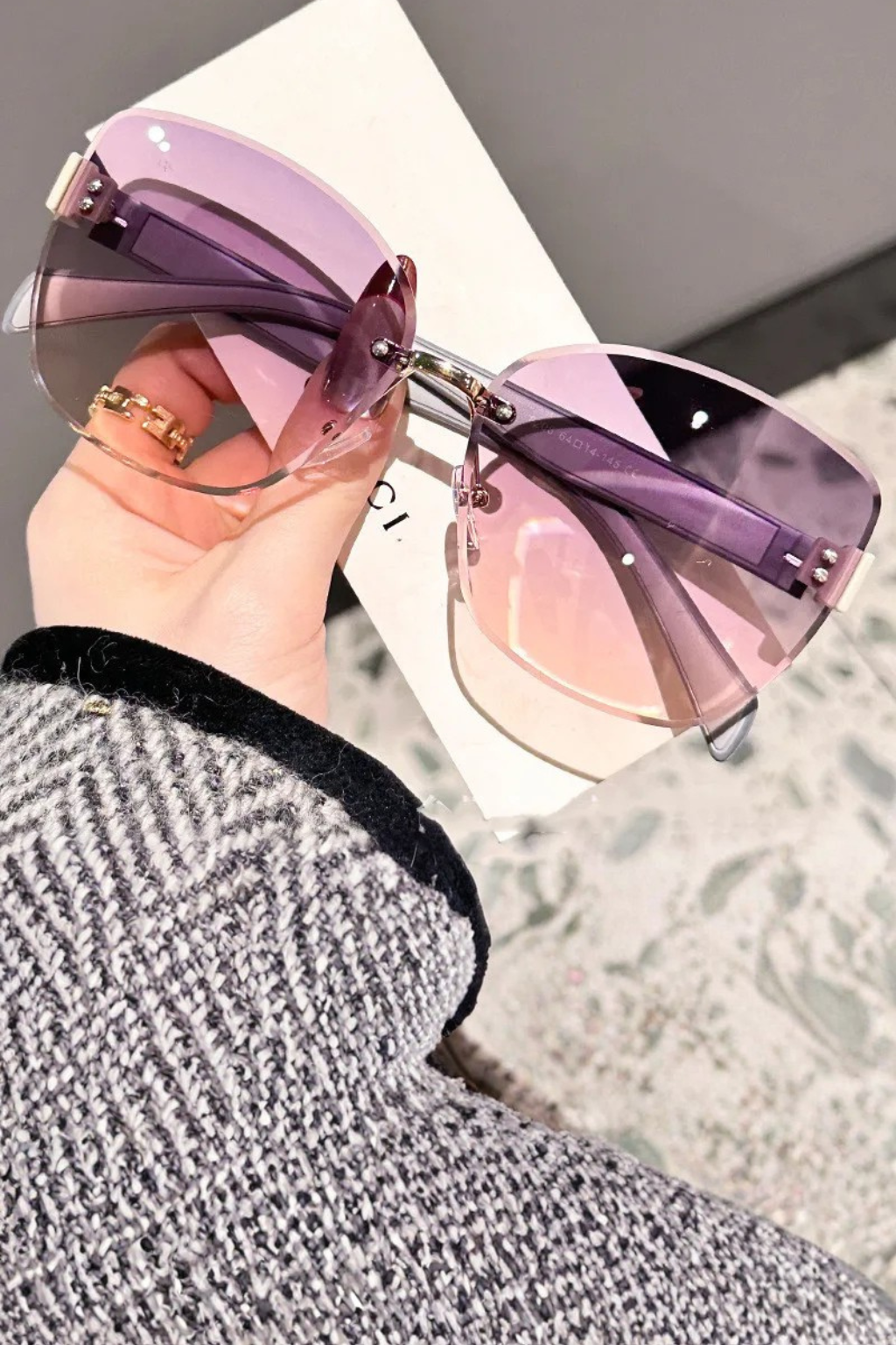 Cordelia – Gafas de Sol Cat Eye sin Montura con Cristal Degradado