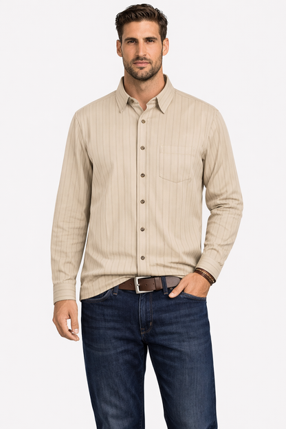 Rupert – Camisa Formal de Rayas de Manga Larga con Botones para Hombre
