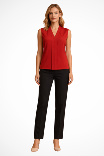 Seravelle – Blusa sin Mangas Elegante con Escote en V