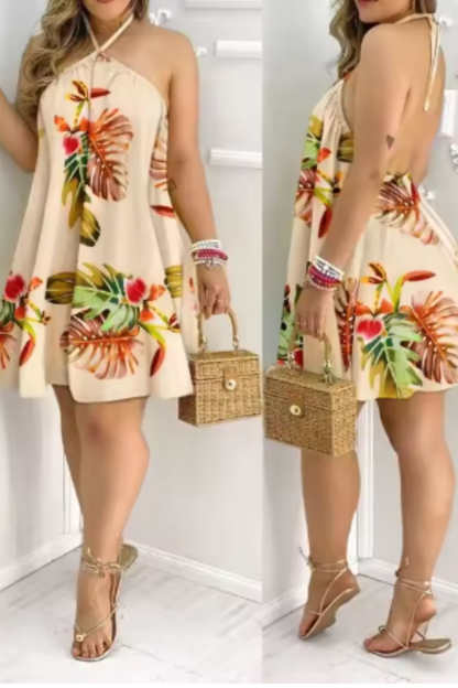 Elara – Vestido Mini Halter con Espalda Descubierta