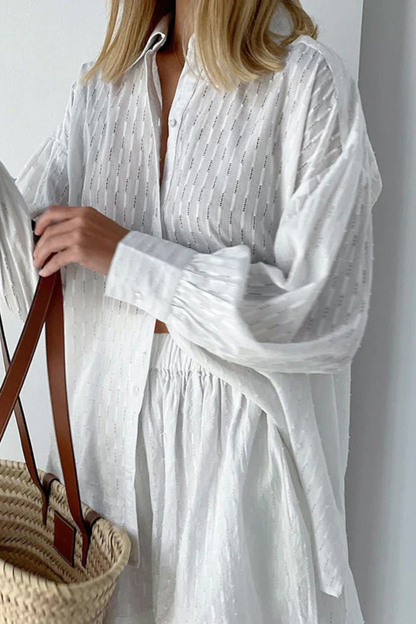 Darla – Conjunto de Camisa Broderie Oversize y Shorts de Verano