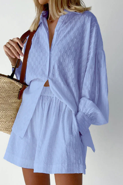 Darla – Conjunto de Camisa Broderie Oversize y Shorts de Verano