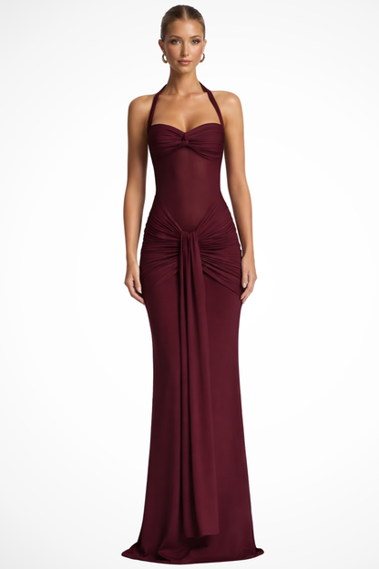 Celine – Vestido Maxi Halter Fruncido para Boda