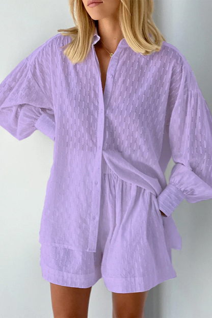 Darla – Conjunto de Camisa Broderie Oversize y Shorts de Verano