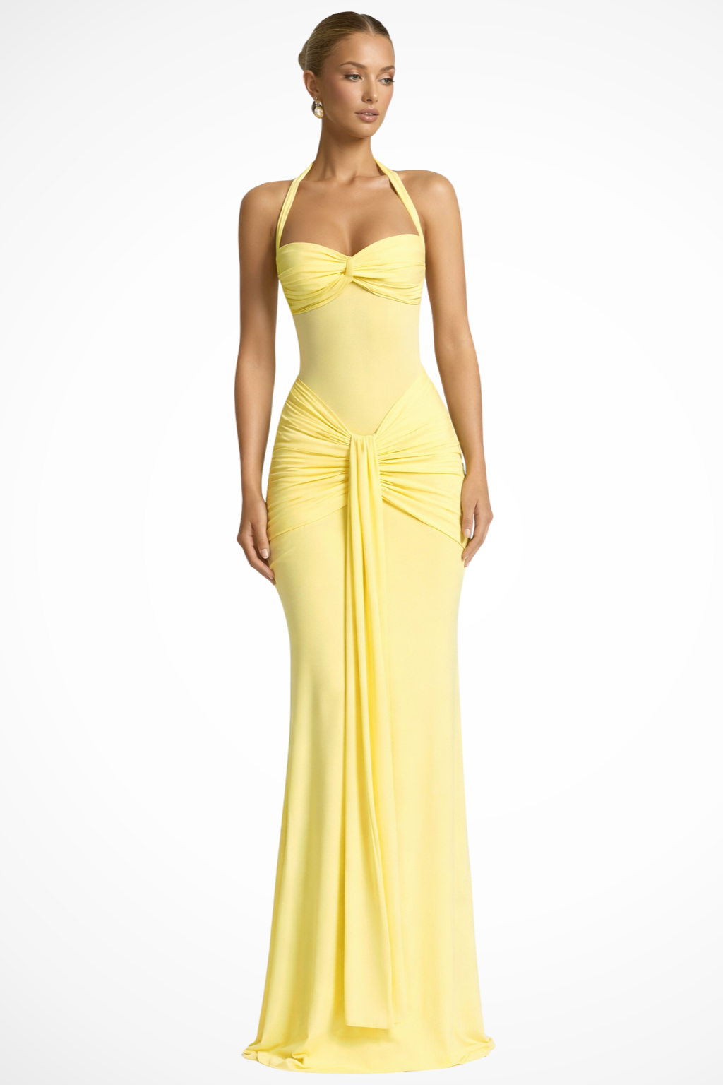 Celine – Vestido Maxi Halter Fruncido para Boda