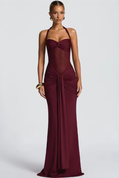 Celine – Vestido Maxi Halter Fruncido para Boda
