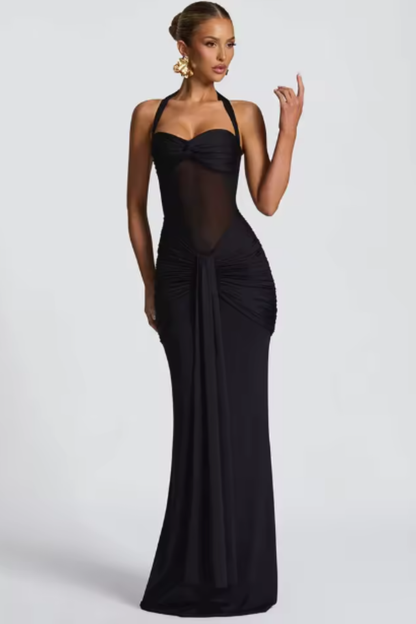 Celine – Vestido Maxi Halter Fruncido para Boda