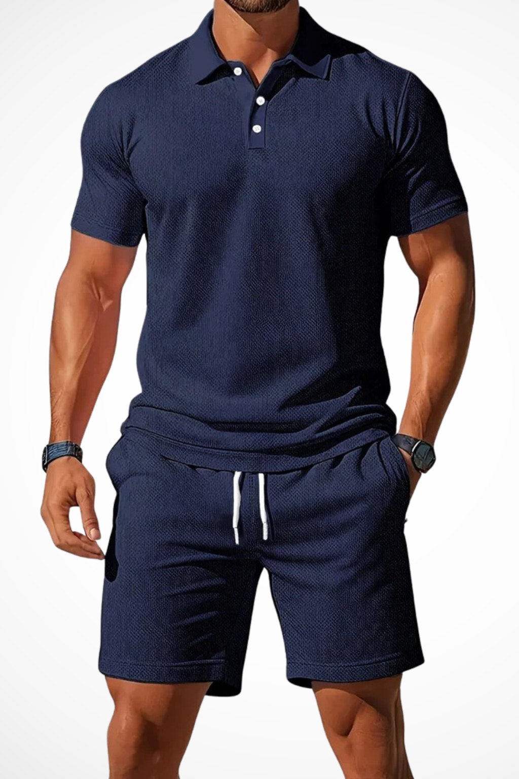 Lex – Conjunto de Polo y Shorts Texturizados para Hombre