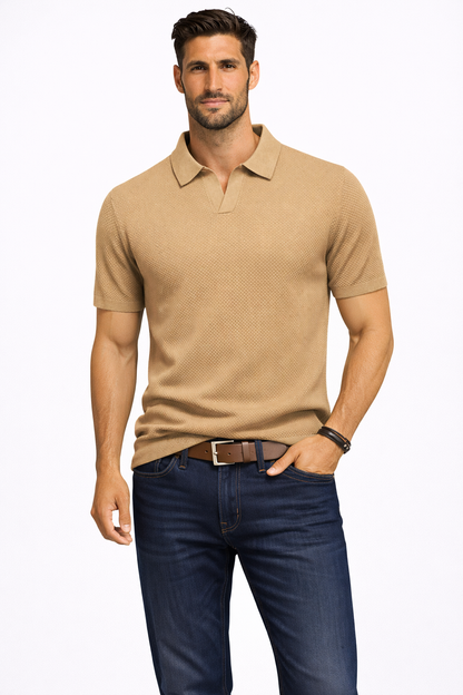 Alden – Polo de Punto Texturizado de Manga Corta para Hombre