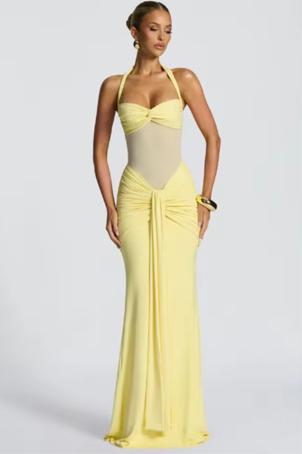 Celine – Vestido Maxi Halter Fruncido para Boda
