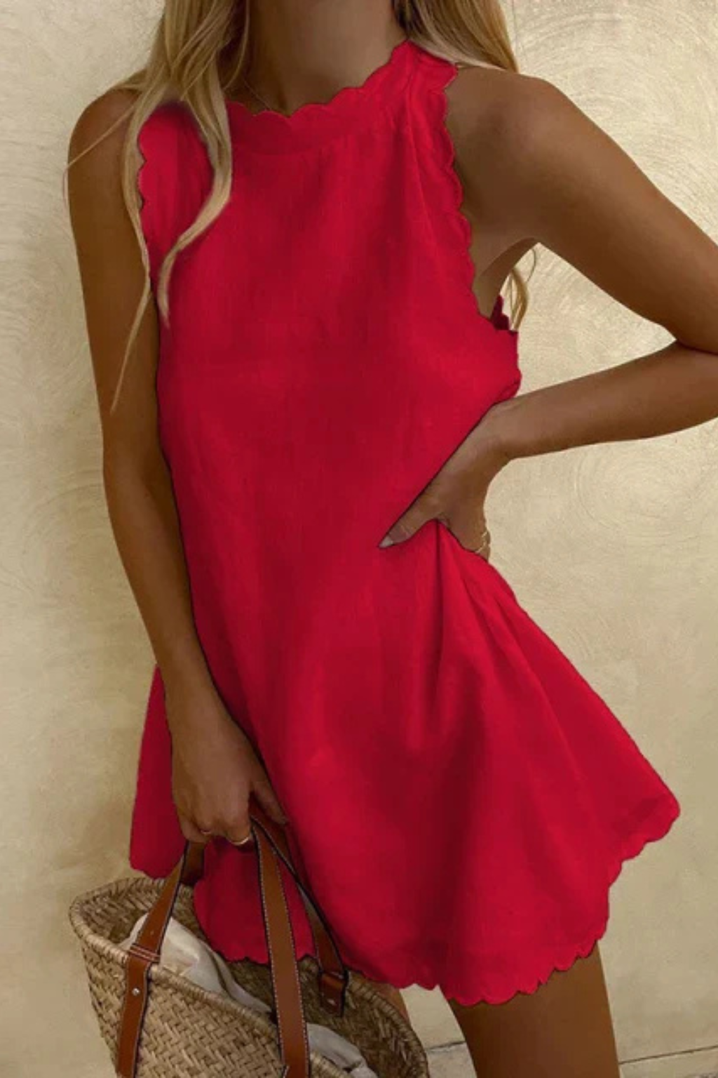 Tindall – Vestido Mini sin Mangas con Bajo en Festón