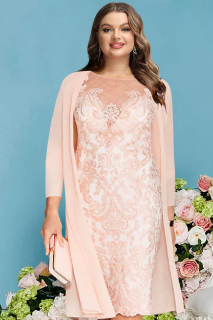 Dorothea – Vestido Midi Bordado con Chaqueta de Chiffon para Boda