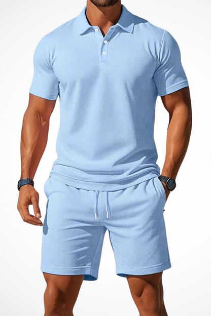 Lex – Conjunto de Polo y Shorts Texturizados para Hombre