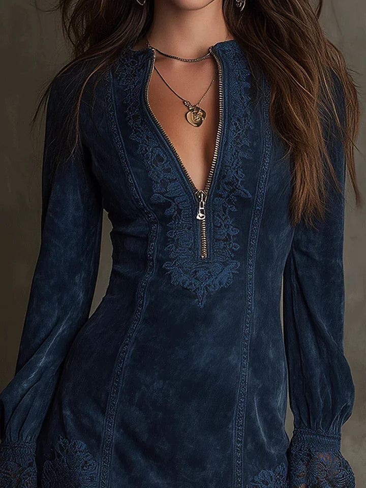Detalle vestido de noche Brisa – vista frontal | Horizoncor
