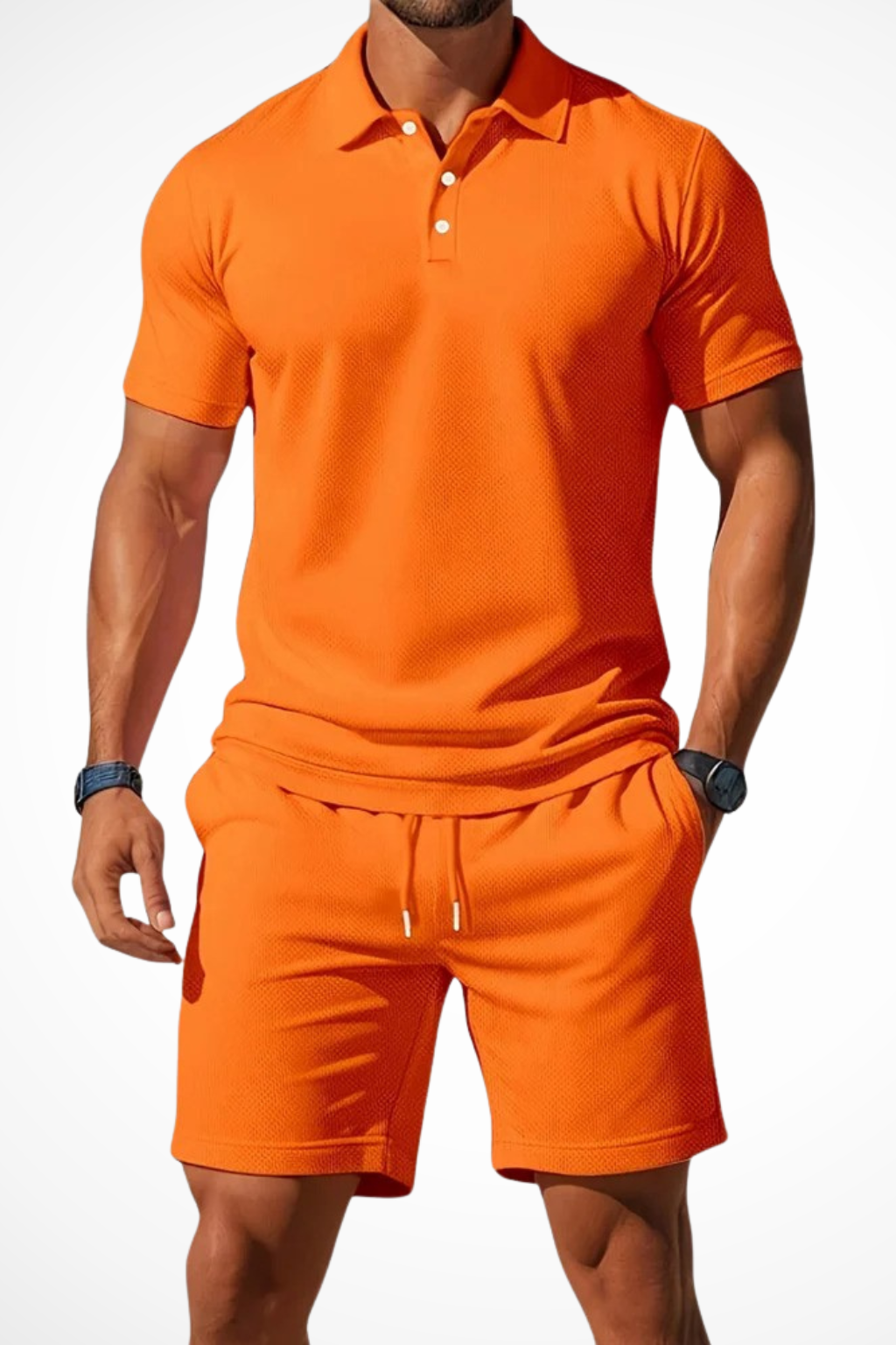 Lex – Conjunto de Polo y Shorts Texturizados para Hombre
