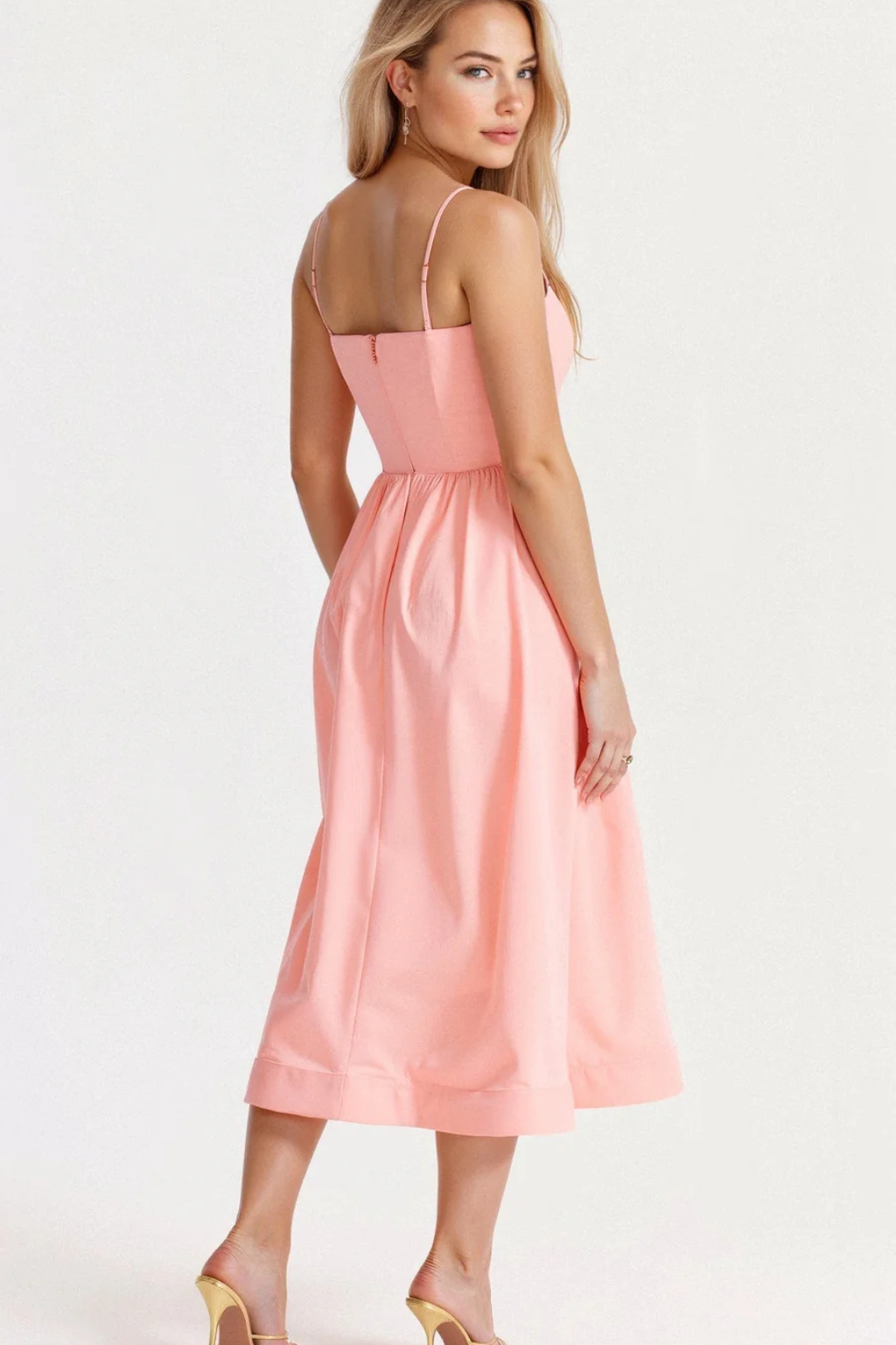 Aurevia – Vestido Midi Línea A Estilo Ascot para Boda