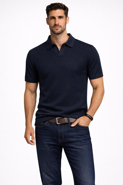 Alden – Polo de Punto Texturizado de Manga Corta para Hombre