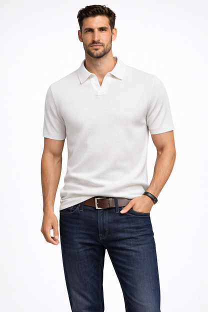 Alden – Polo de Punto Texturizado de Manga Corta para Hombre