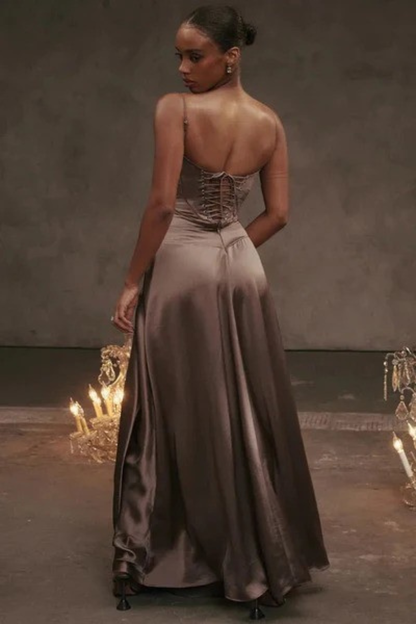 Lorenna – Vestido Maxi de Satén con Corsé para Boda