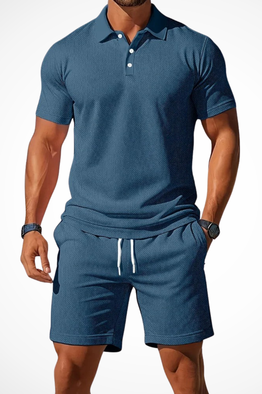 Lex – Conjunto de Polo y Shorts Texturizados para Hombre
