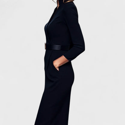 Vestido Corto Elegante Mandarin – vista lateral | Horizoncor