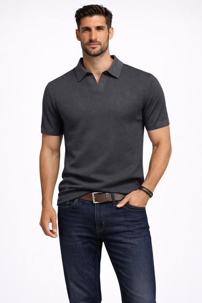 Alden – Polo de Punto Texturizado de Manga Corta para Hombre