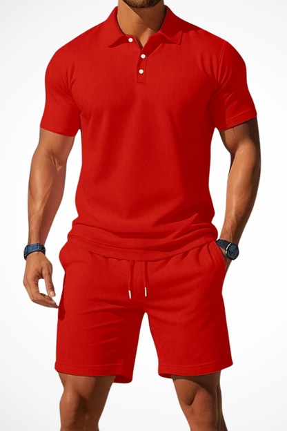 Lex – Conjunto de Polo y Shorts Texturizados para Hombre