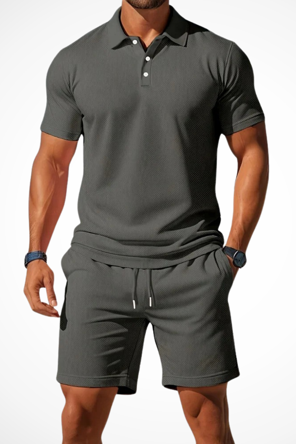 Lex – Conjunto de Polo y Shorts Texturizados para Hombre