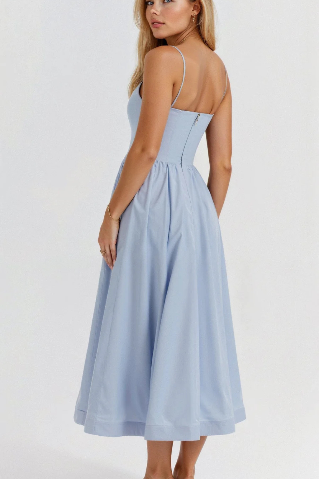 Aurevia – Vestido Midi Línea A Estilo Ascot para Boda