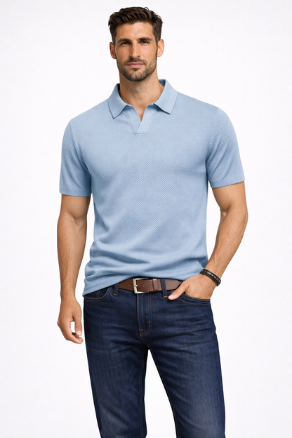 Alden – Polo de Punto Texturizado de Manga Corta para Hombre