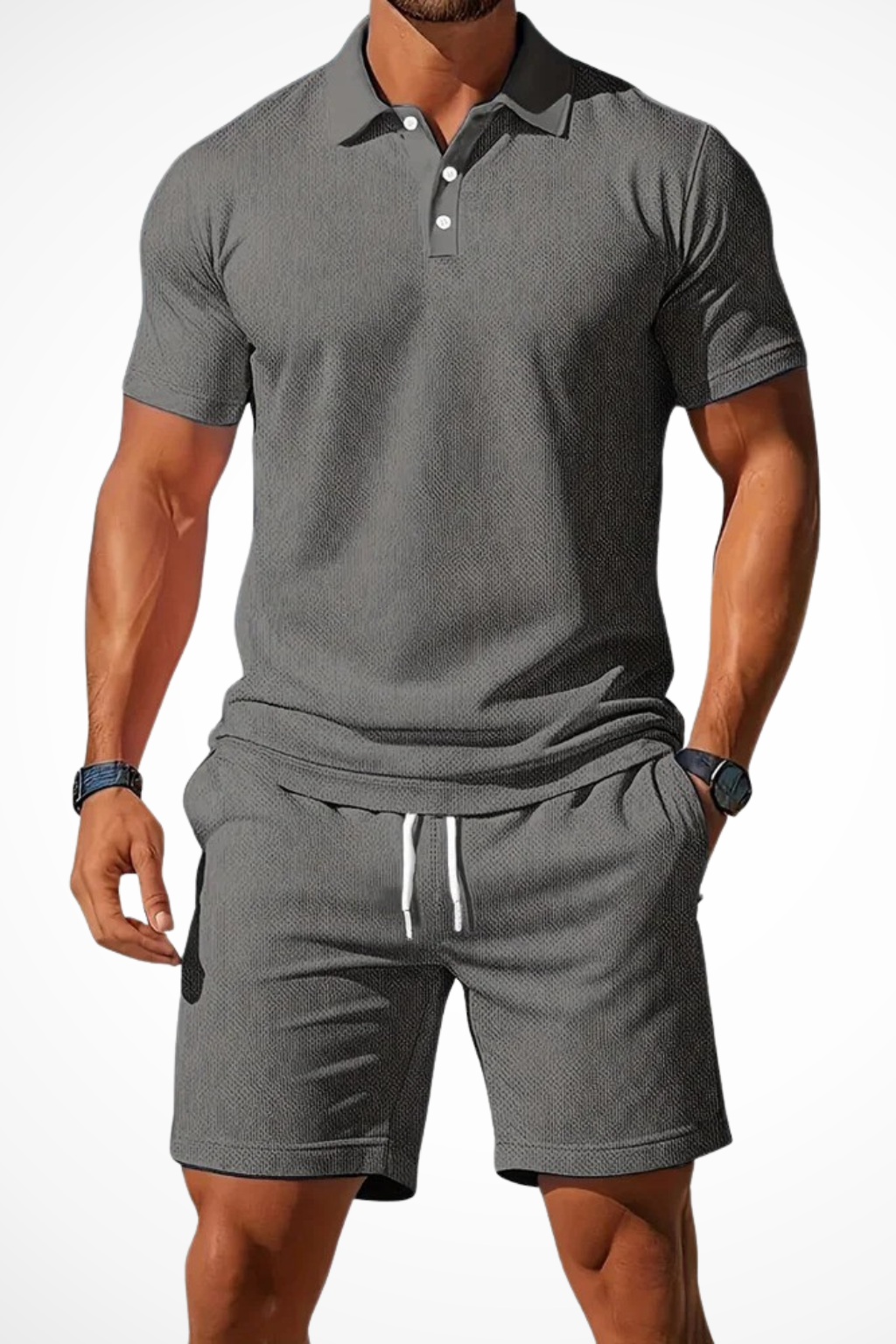 Lex – Conjunto de Polo y Shorts Texturizados para Hombre