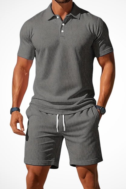Lex – Conjunto de Polo y Shorts Texturizados para Hombre