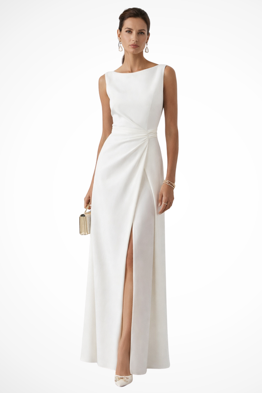 Clarissa – Vestido Maxi sin Mangas con Cintura Drapeada para Boda