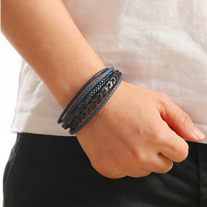 Cruz – Pulsera de cuero para hombres – robusta, elegante y atemporal