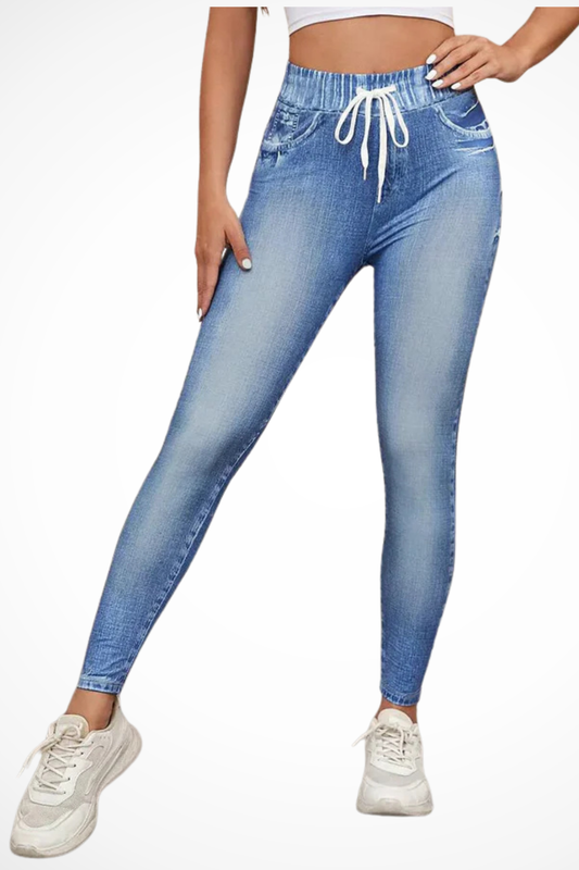 Freya – Jeans Skinny de Tiro Alto con Cordón