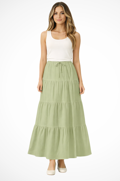 Bonnie – Falda Maxi Boho en Capas con Cintura Elástica