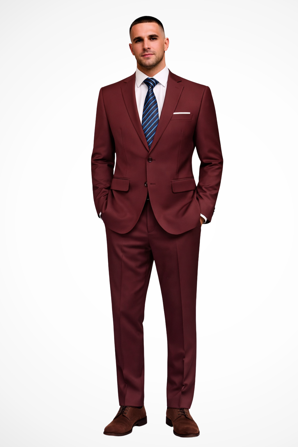 Langford – Traje Ajustado de Dos Piezas con Solapa para Hombre