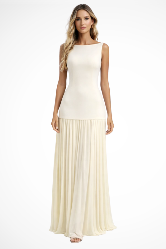 Eline – Vestido Maxi Formal Plisado Elegante