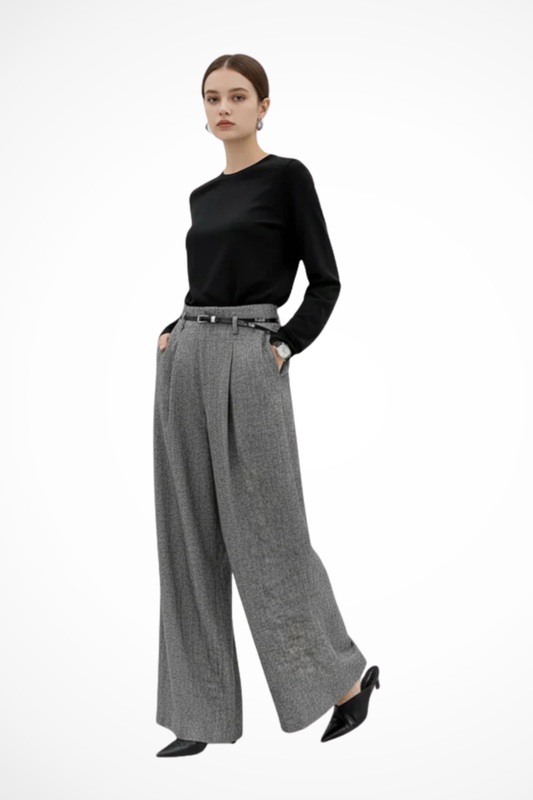 Henrietta – Pantalón de Trabajo de Pierna Ancha con Pliegues