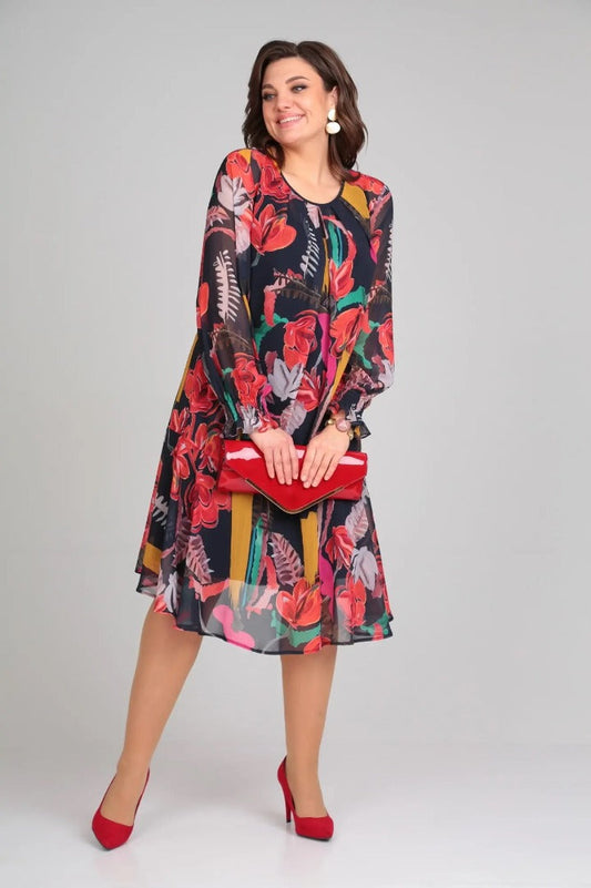 Vestido Midi Elegante Gisella – Floral | Horizoncor