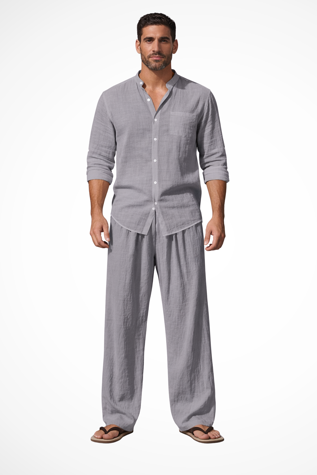 Stanton – Conjunto de Lino con Camisa y Pantalón Recto para Hombre