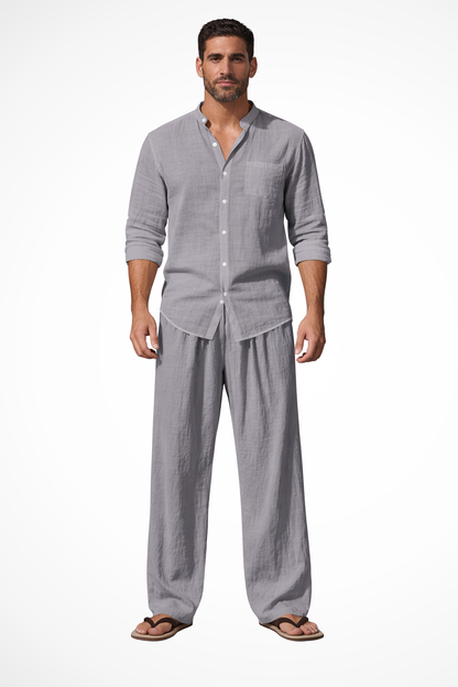 Stanton – Conjunto de Lino con Camisa y Pantalón Recto para Hombre